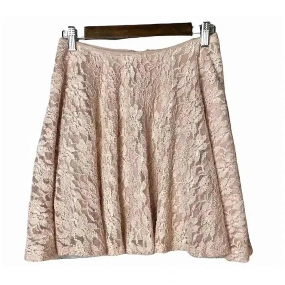 City Triangles Pink Lace Shimmer A-Line Mini Skirt 3